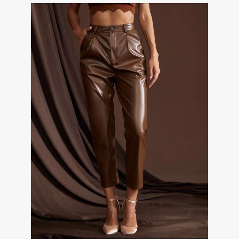 High waist PU leather pants size S
